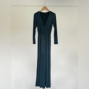 Forever 21 Maxi Jumpsuit Dark Green Women Long Sleeve Jumpsuit Formal